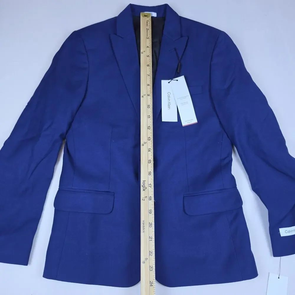 Calvin Klein Boys Size 12 Infinite Stretch Blazer Bright Blue Suit Jacket NWT